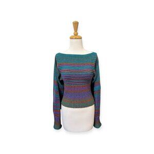 RTA Kimono Sleeve Corset Sweater Size M Medium Metallic Knit